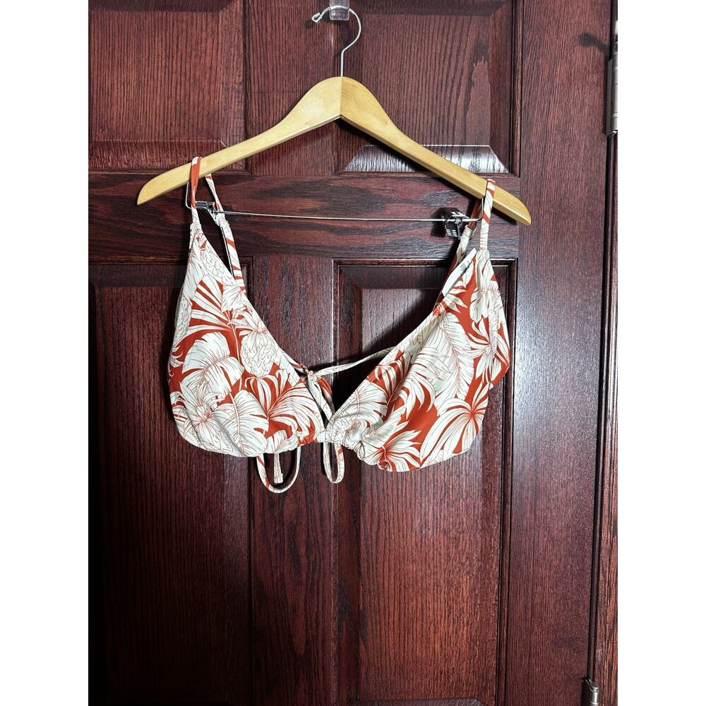 Old Navy Rust Tropical Palm Print Tie Front Bikini Top NWT Plus Size 4X